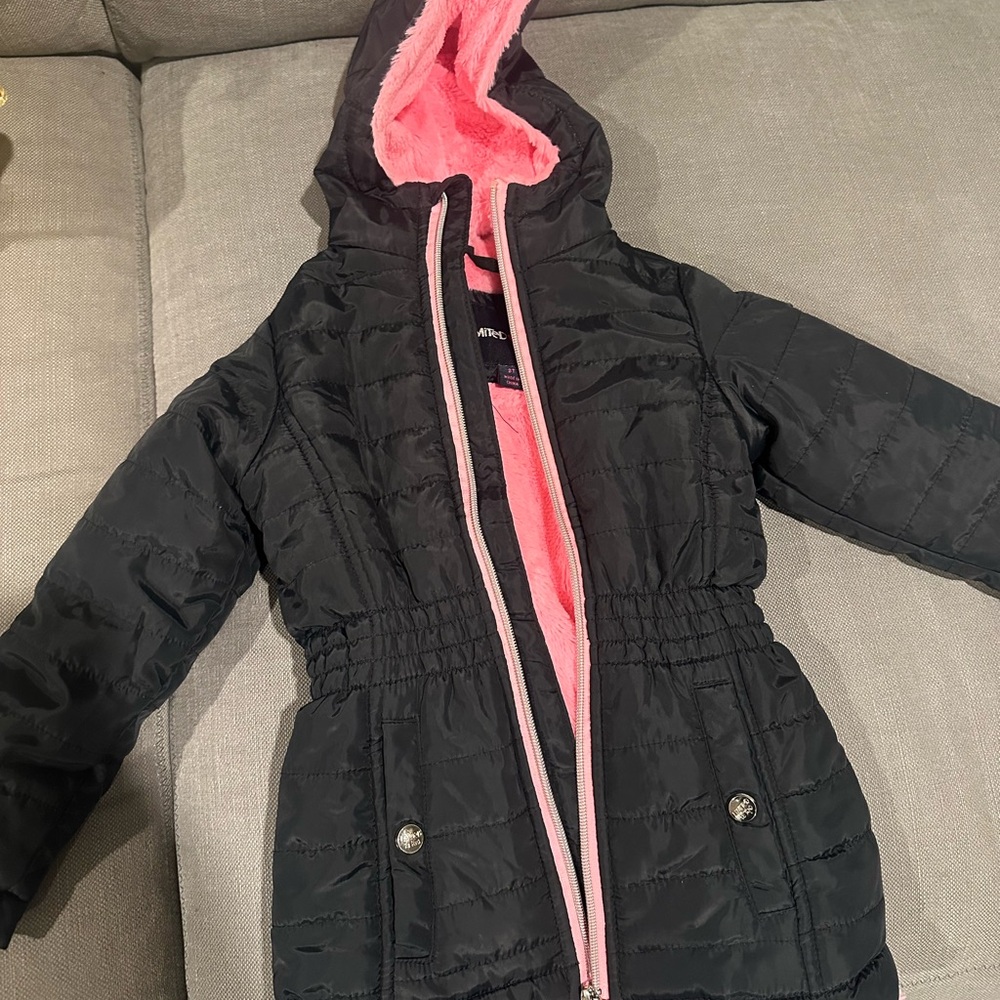 Limited Too Black Puffer Jacket with Pink Accents